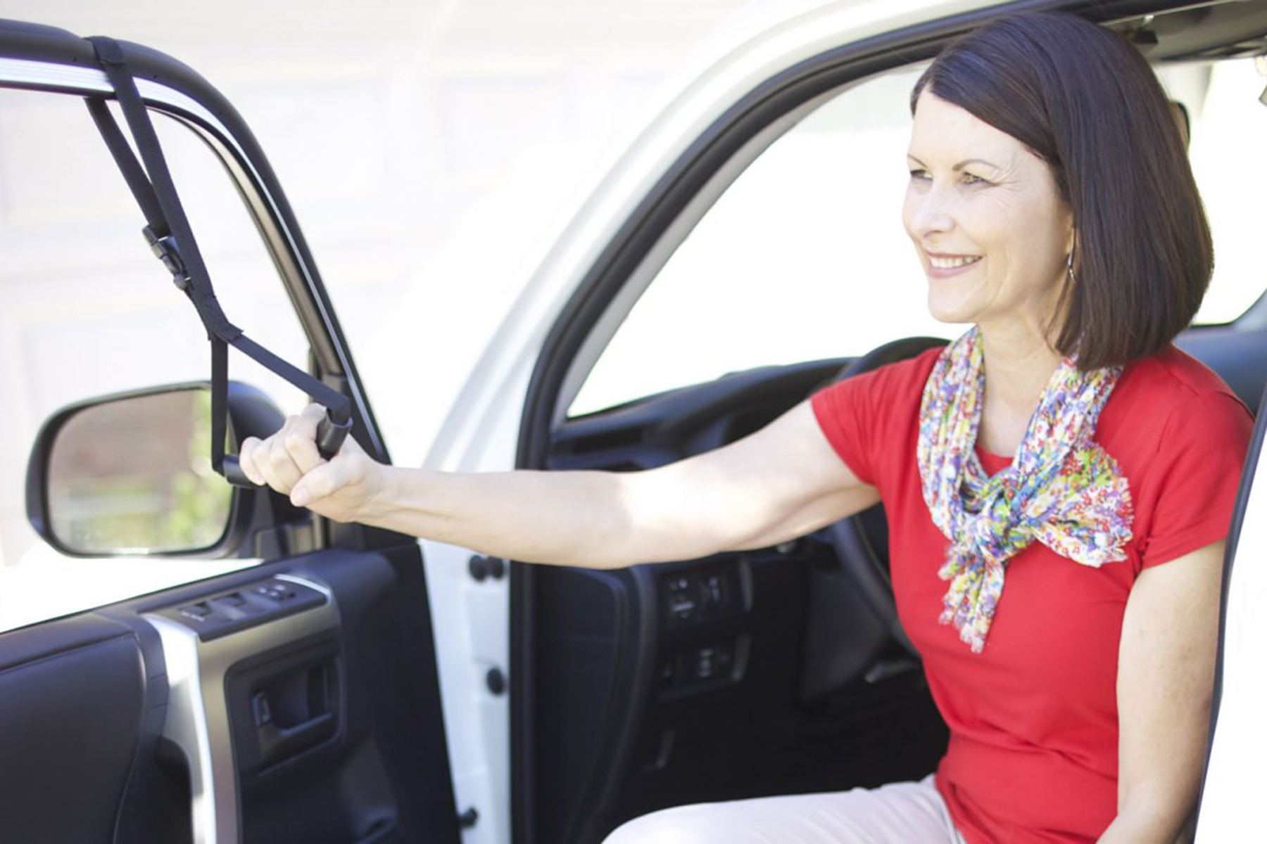 Auto-Assist-Griff für ältere Menschen, 4 in 1 tragbarer Fahrzeug-Stützgriff  mit LED-Taschenlampe, Sicherheitsgurtschneider und Fensterbrecher (blau)